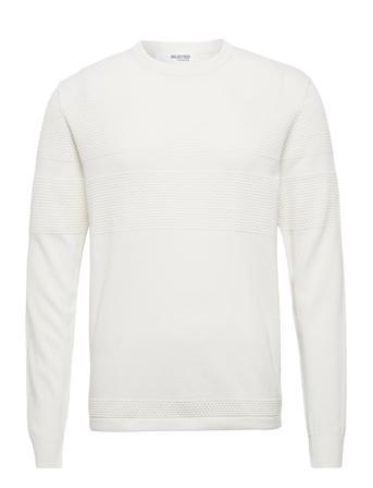 Slhmaine Ls Knit Crew Neck W White Selected Homme