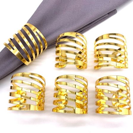 Serviettringer og -holdere, 12 stk. (gull) Metallserviettring Serviett