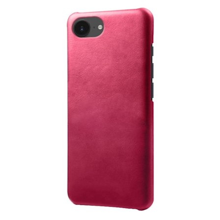 16e-etui med kalvestruktur i vegansk lær, hardt PC-beskyttende telefondeksel - Rose