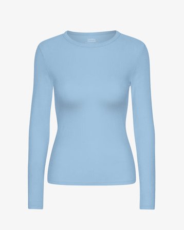 Women Organic Rib LS T-Shirt - Seaside Blue - Female - XL