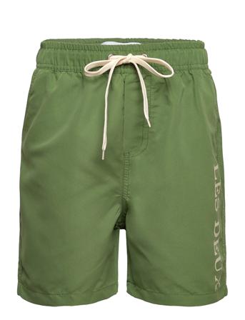 Les Deux Logo Swim Shorts Kids Badeshorts Grønn Les Deux*Betinget Tilbud