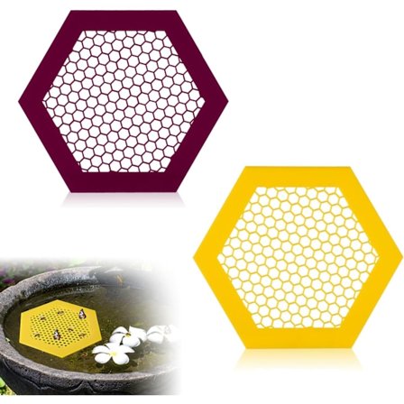 2 stk. Flydende Bi-Øer, Sekskantede Bi-Vandbakker Udendørs Bi-Vandebæger B