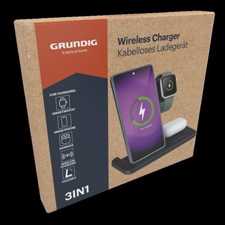 Grundig langaton latausteline 3 in 1 / 3 in 1 langaton laturi mobiili älykello kuulokkeet / Qi-latausasema