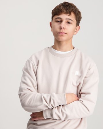 Zeke Essential Chest Print Crew Neck Beige Tröjor Kille - Kids Brand Store