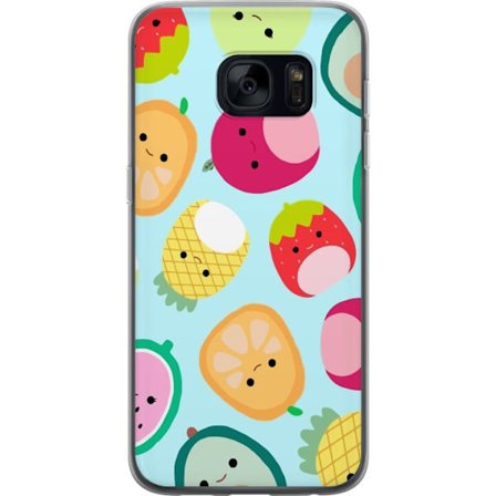 Kompatibelt Mobildeksel til Samsung Galaxy S7 Mønster av kawaii-frukter som jordbær sitron ananas og avocado på lyseblå bakgrunn