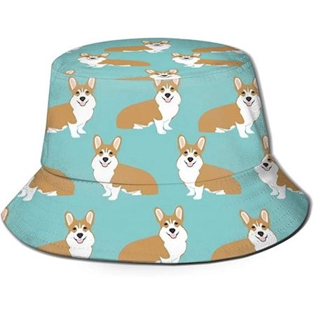 Bucket Hats Muoti Aurinkohattu Pakattava Ulkoilu Kalastushattu Naisille ja Miehille Corgi Pennun Koiran Ystävä