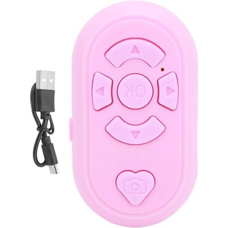 Bluetooth Fjernbetjening 100 m Trådløs App Side Vender BT4.0 Håndfri Type C Opladning Fjernbetjening Kameraudløser til Selfie Side Vendings App (Pink)