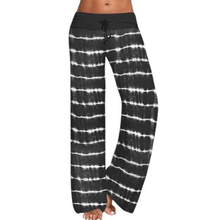 Dam Med Elastisk Midja Med Breda Ben Loungewear Randig Palazzo Byxa