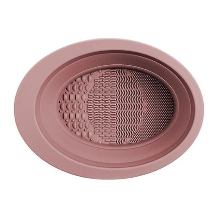 IC Vikbar Makeupbørste Rengøringsdyna Silikon Bærbar Makeupbørste Skål Makeup Tilbehør til Rejser Pink