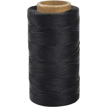 Läder sytråd 150D 1 mm vaxad virkning (svart)