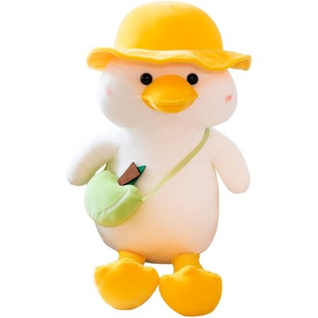 Andepude i lilla plys (gul hat), plysdyr 30cm plys and