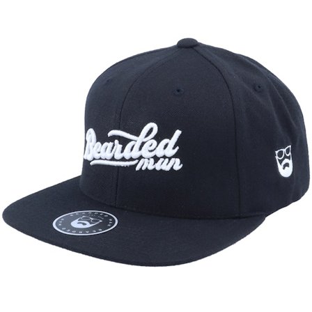 Bearded Man - Svart snapback Caps - Retro Script 3d Logo Black Snapback @ Hatstore