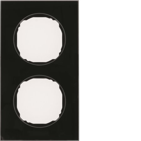 Hager 10122616 Dekkramme R.8, glass, svart 2 rom, Strømbrytere & vegguttak