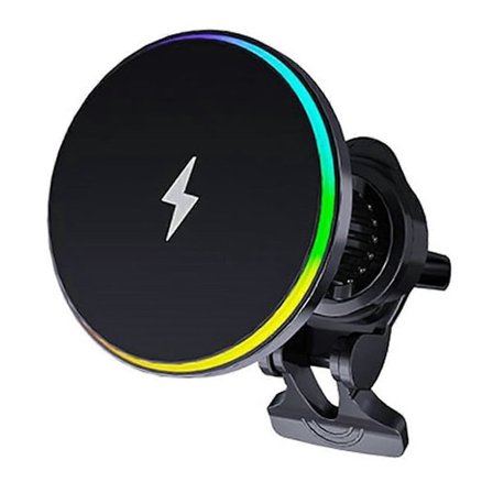 Trådløs oplader bilholder, 15W biloplader til luftudtag, biltelefonholder oplader med LED-lys