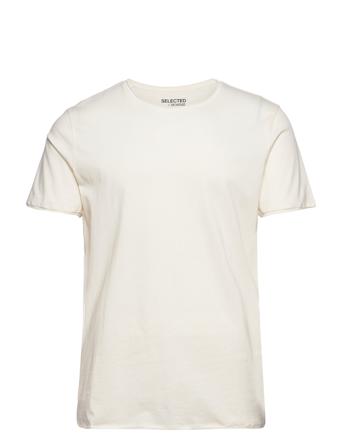 Slhbridge Ss O-Neck Tee M T-shirts Short-sleeved Creme Selected Homme