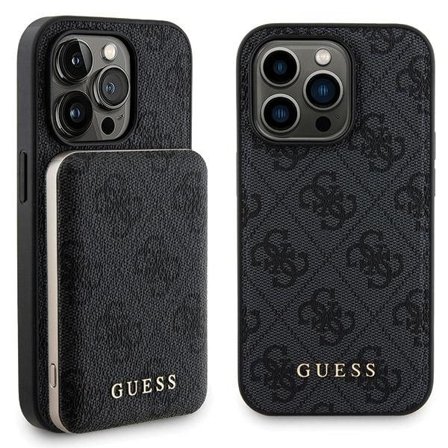Guess 4G Metal Logo kotelosarja iPhone 15 Pro + 5000mAh MagSafe power bank - musta