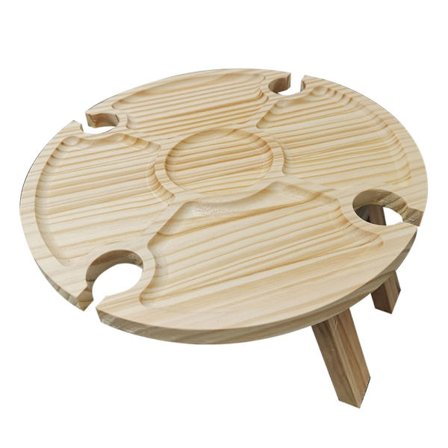 Utomhusfällbart picknickbord Trä Vinglasställ Hållare Ost Snack Board