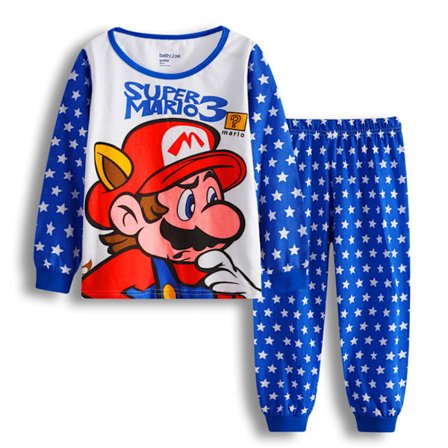 1 Sæt Børne Pyjamas Super Mario Langærmet Trøje Sæt Nattøj C C