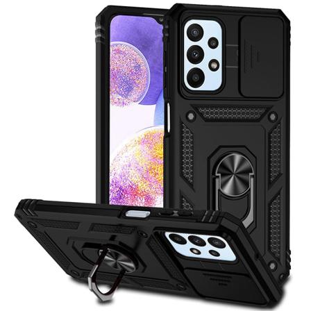 Skalo Samsung A23 5g Armor Hybrid Metallring Kameraslider - Svar Svart