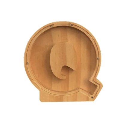 26 Bokstav Trä Spargris med Namnklistermärke Personlig Klar Glas Pengabox för Barn Present Heminredning~08385