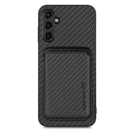 SKALO Samsung A54 5G Carbon Fiber Cover med kortholder - Sort