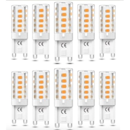 G9 LED-lampor, 5W, varmvitt ljus, 10 lampor per förpackning.
