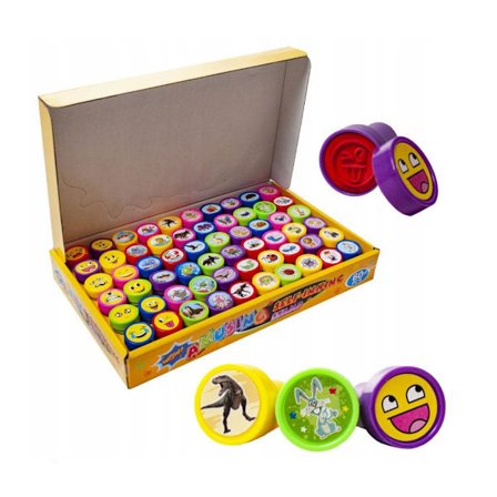 60 Pieces - Mini Stamp Set for Children - Draw & Paint - Various Motifs Multicolor