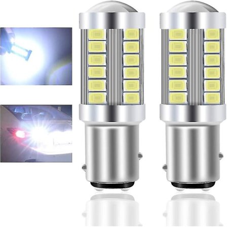 2 stk 1157 Bay15d LED Bilpære Hvit 900lm Super Lyssterk LED Baklys 12v (FMY)