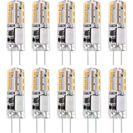 10x G4 LED-pærer 12V AC/DC Varmt Hvit 3000K 2W, dimmbart lys