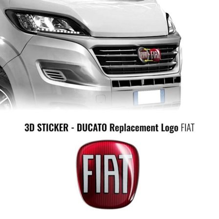 Klistermærke - Fiat - Ducato - 3D - Rød - 90 x 81 mm