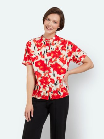 BRANDTEX - Bluse - Rød - Blomstret