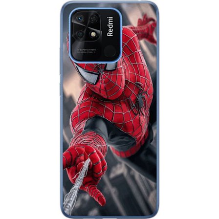 Kompatibel Mobilcover til Xiaomi Xiaomi Redmi 10C Dynamisk Spider-Man-illustration i action-perspektiv, superheltetema med bevægelsesenergi og cinema