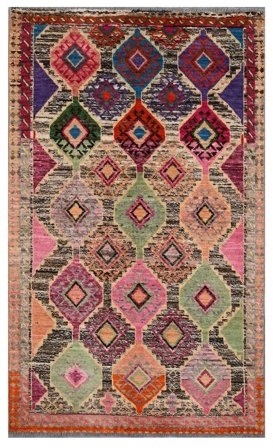 Hand Knotted Moroccan Berber - Afghanistan 109X191 Wool Rug Brown/Dark Red Small