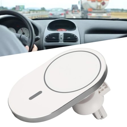 Magnetisk Trådløs Biloplader 360 Graders Rotation Rund 15W Stærk Magnet Telefon Trådløs Oplader til Bil Hjem Hvid