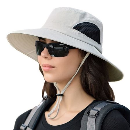 Aurinkohuopa miehille ja naisille, UPF50+ kalastushattu, aurinkosuojakauhahatut leveälieriset safarihatut Boonie-hattu patikointiin rannalle