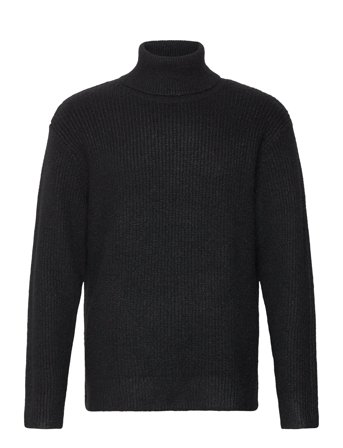 Weekday Relaxed Wool Blend Turtleneck - Black - XS