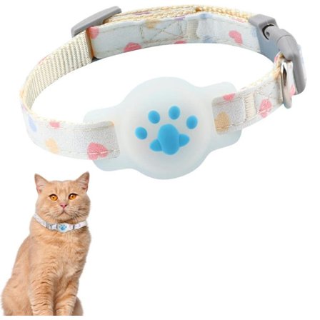 Cat Collar with AirTag Holder - Adjustable Luminous Safety Collar for Cats