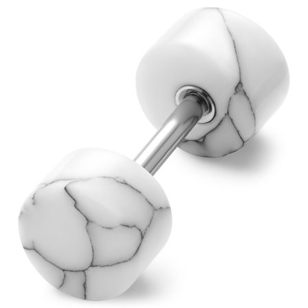 Satago | Faux Écarteur Clou d'Oreille en acier inoxydable & turquoise blanche 6 mm pour hommes - Clous d'oreille