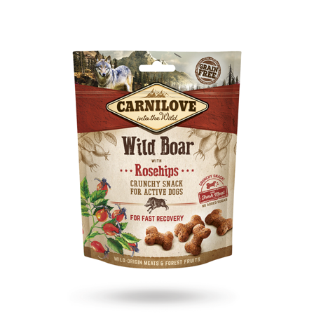 Carnilove Crunchy Snack Wildboar Rosehip 200g - Matskåler, Hundegobiter & Tyggeben til hund & katt på Doggie.no - Hundegodbiter, Tyggebein & matskåler