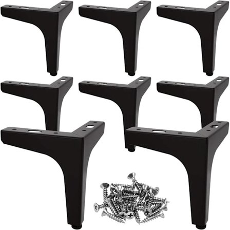 8 stk. sorte møbelben i metal, 13 cm sorte sofaben, moderne møbelben i metal til sofa, bord,[CO]