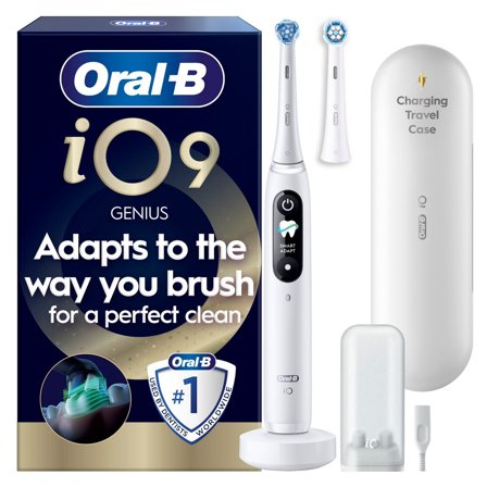 Oral-B iO9 White Alabaster, Charging Travel Cas - Eltandborste med AI-anpassning och laddningsfodral