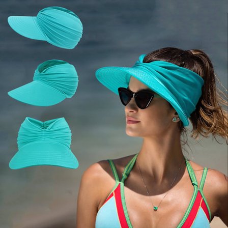 Tiffany Dame Solskygge Hat Visor Cap - Bred Skygge - UPF 50+ UV Beskyttelse Sammenfoldelig Strandhat - Hurtigtørrende - Solbeskyttelse - Strand Sports