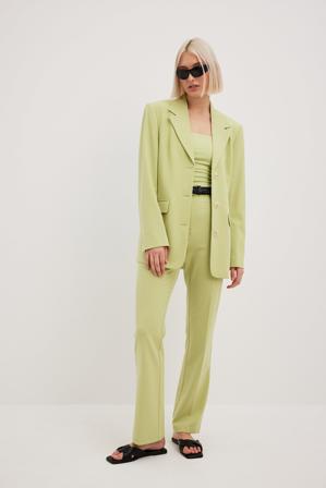 NA-KD Classic Pantalon ajusté et évasé à taille haute - Pantalon cigarette - Vert - EU 36