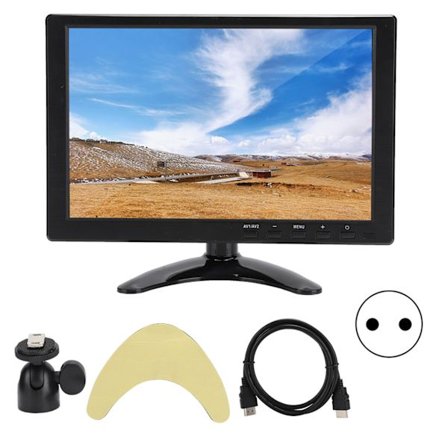 10,1 tommers HD LCD-skjerm - HDMI/VGA/AV-inngang - EU-kontakt