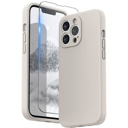 iPhone 13 Pro Flytande Silikonskal för iPhone 13 Pro, Personligt Linsskydd med Tåligt Gummi, Tjock Design för iPhone 13 Pro Sten