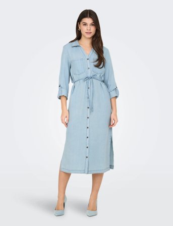 ONLY Onlcharis Life Ls Bel Shirt Dress Cc Wvn - Blue - XS