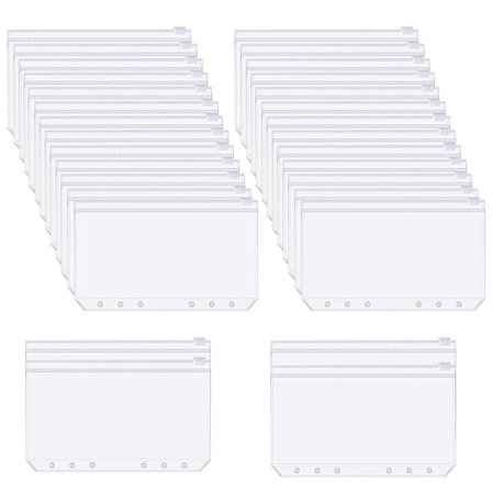 A6 PVC vetoketjullinen pussi 6-rengaskansiolle 30-pack