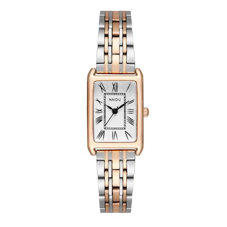 Kvinne klokke, rektangulært etui, stålarmbånd