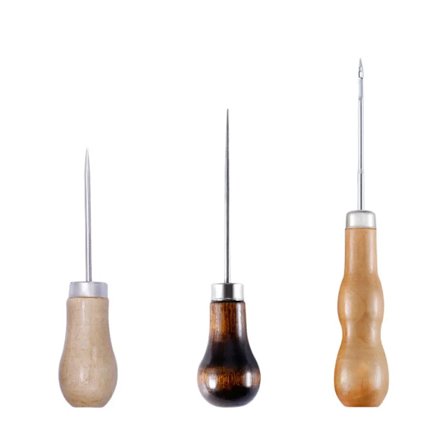 3 stk. træhåndtag syl DIY læder telt syning syl sko reparationsværktøj håndsymaskine læderhåndværk syl hul læderværktøj