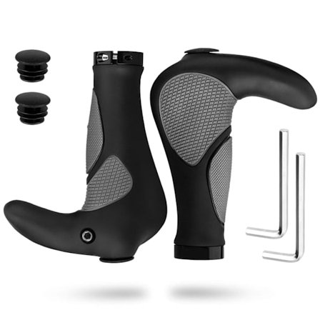 Sykkelstyrehåndtak Ergonomisk, Sykkelhåndtak med Bar Ends Horn Gummi Komfortabel Beskytter for BMX MTB (Passer til 22,2 mm)